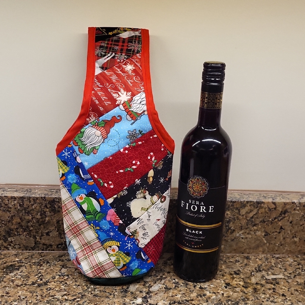 Quilted Patchwork Wine Tote